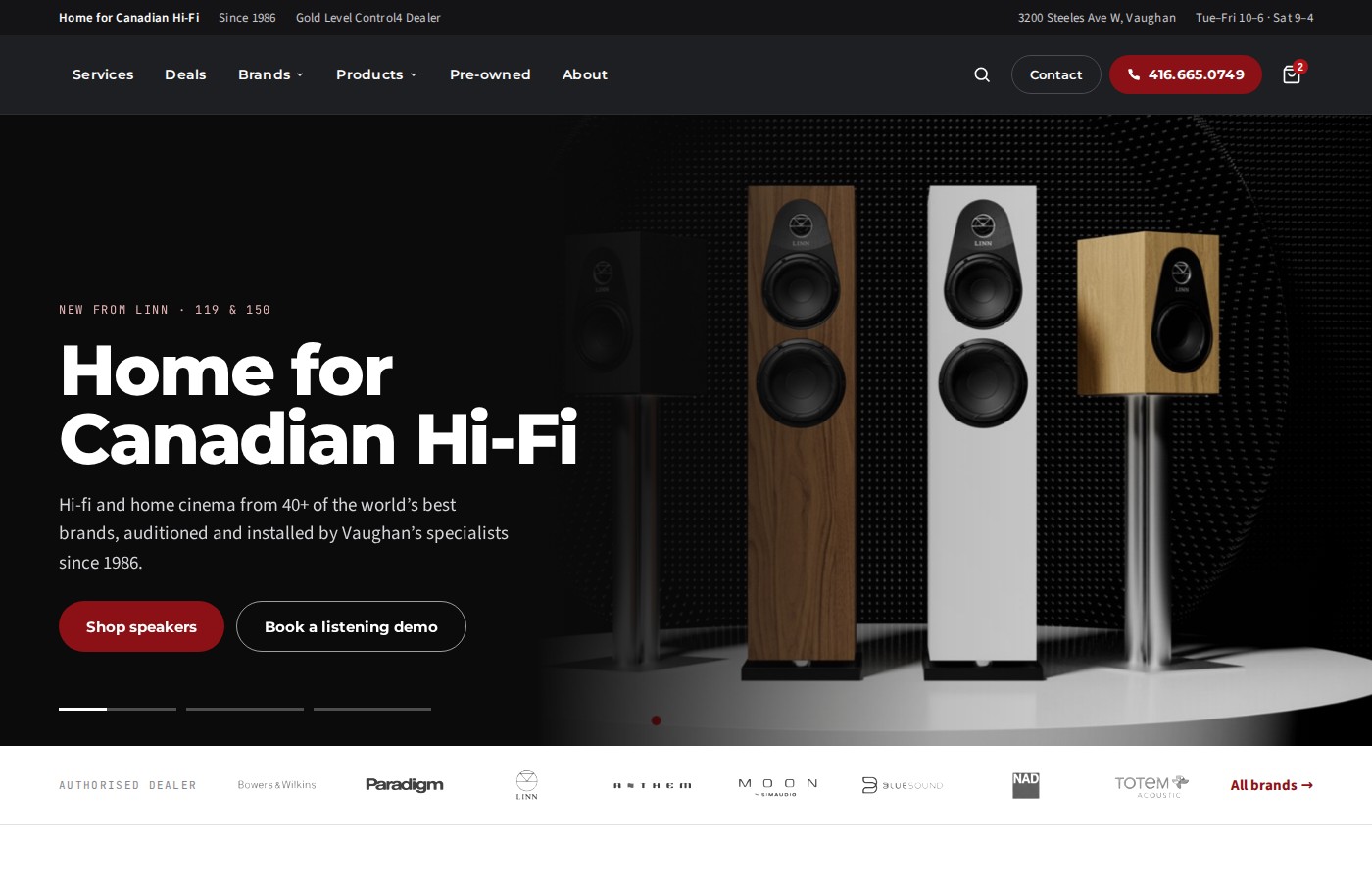 Specialist hi-fi retailer concept — desktop