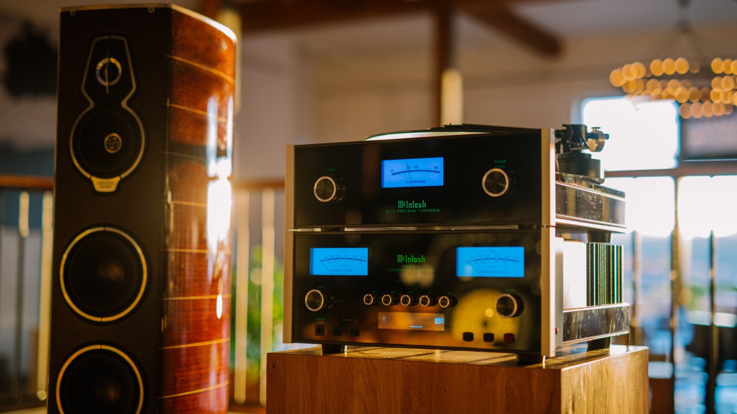 McIntosh turntable and amplifier in a listening room