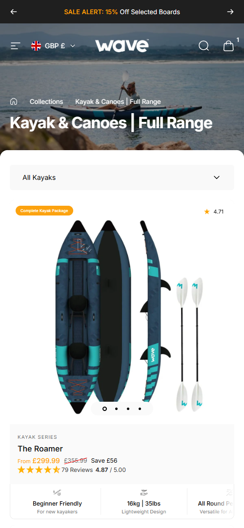 Wave SUP Boards on mobile